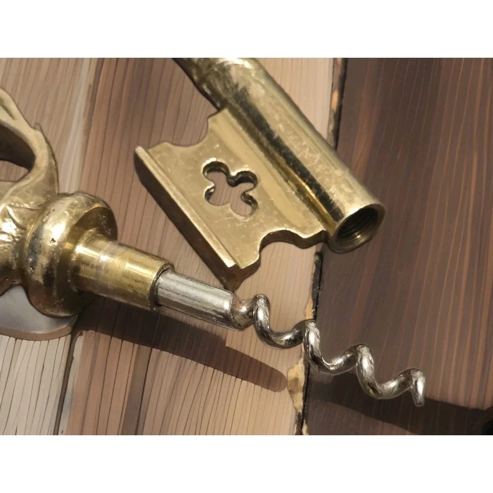 Vintage Corkscrew Wine Key Opener Brass Bronze Rhein Mosel Valley Germany